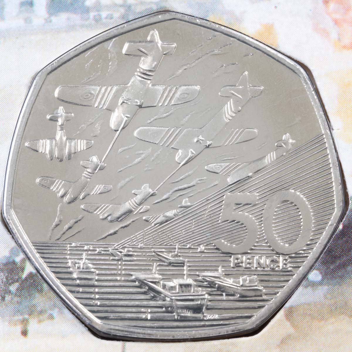 1994 D-Day Landings 50th Anniversary Fifty Pence Brilliant Uncirculated Coin In Folder Reverse