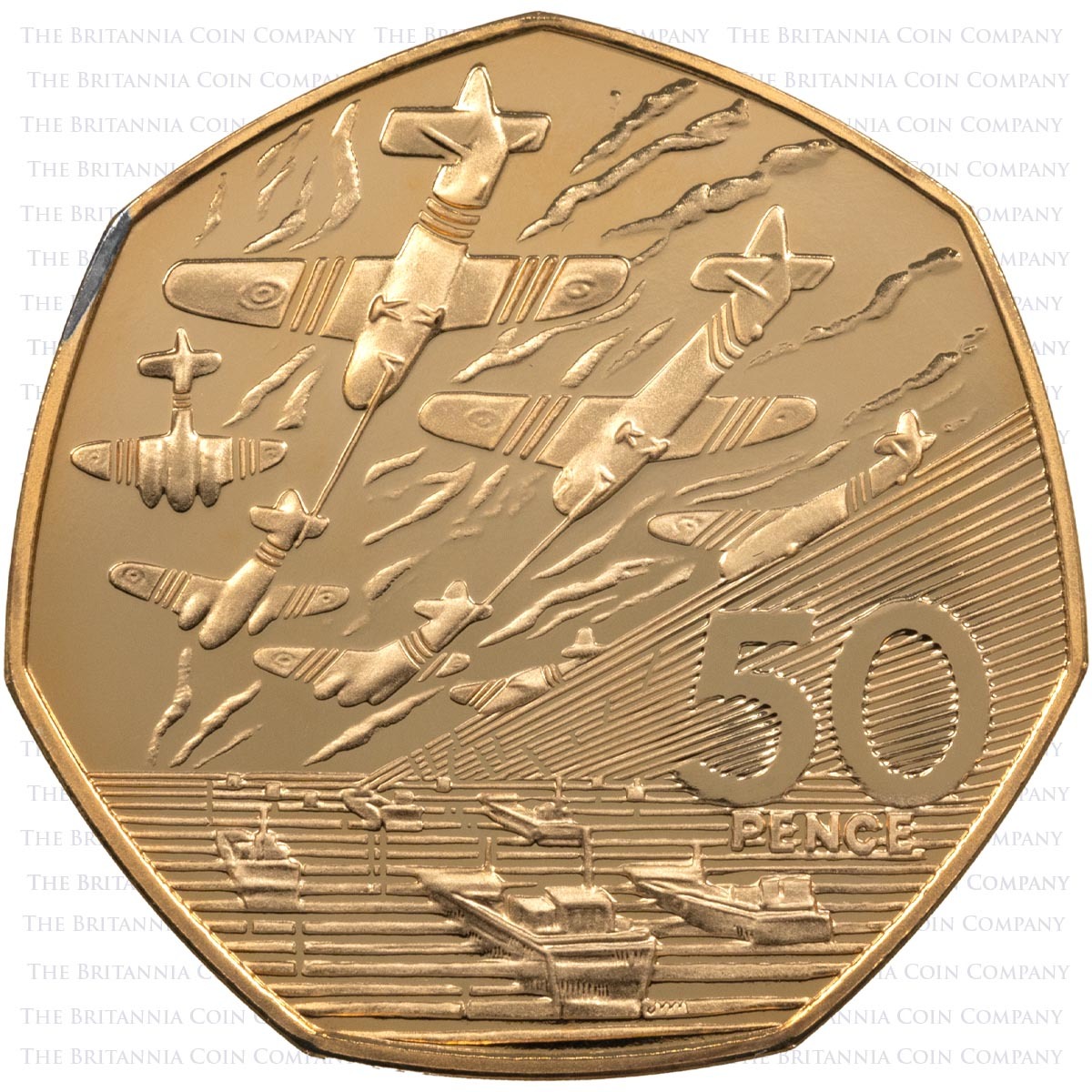 1994 D-Day Normandy Landings Fifty Pence Gold Proof Coin Reverse