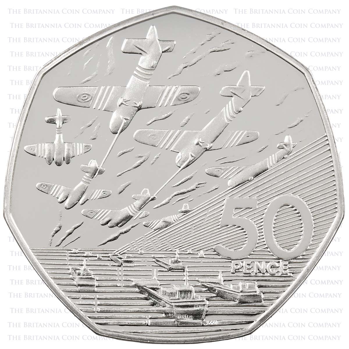 1994 D-Day 50p Piedfort Silver Proof Reverse