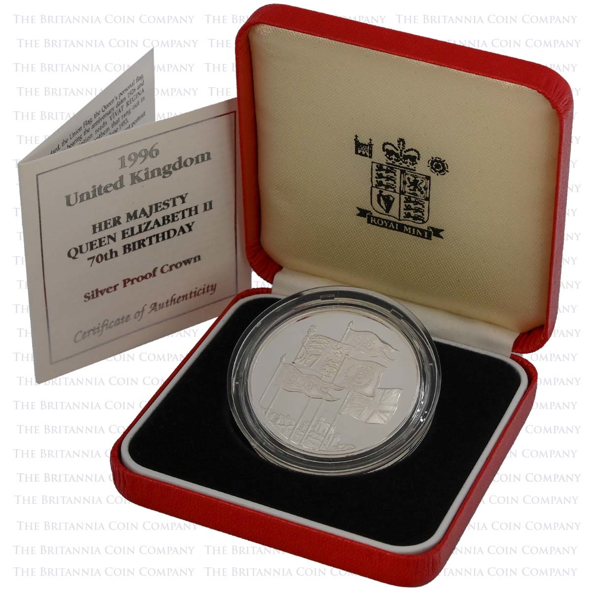 1996 Queen's 70th Birthday £5 Crown Silver Proof Coin Boxed