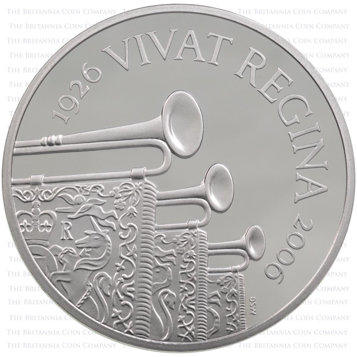 2006 Queen Elizabeth II 80th Birthday Five Pound Crown Piedfort Platinum Proof Coin Reverse