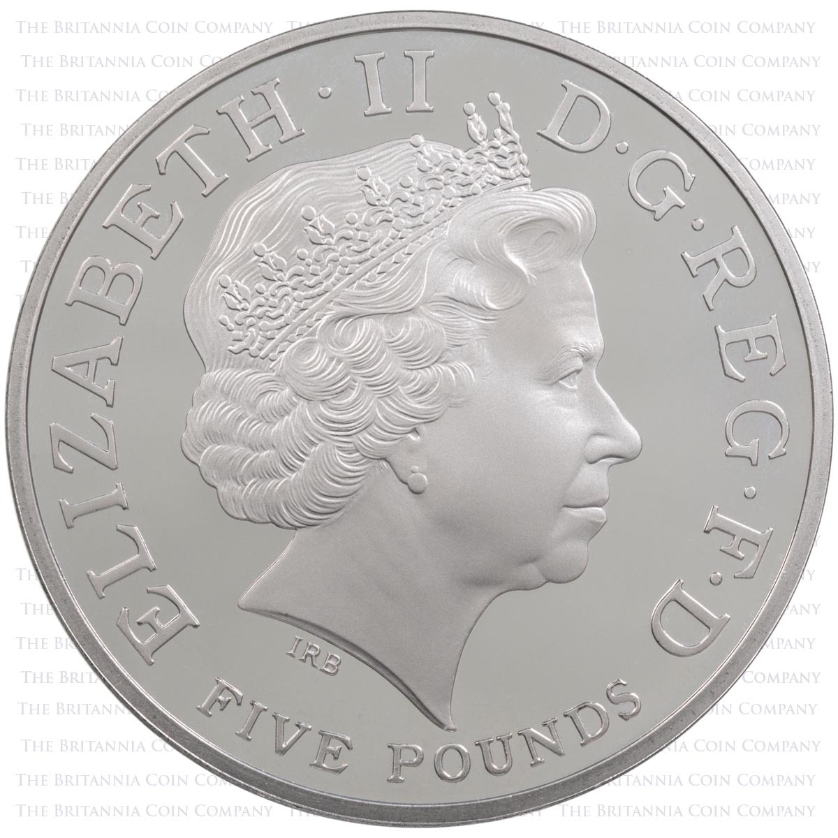 2006 Queen Elizabeth II 80th Birthday Five Pound Crown Piedfort Platinum Proof Coin Obverse