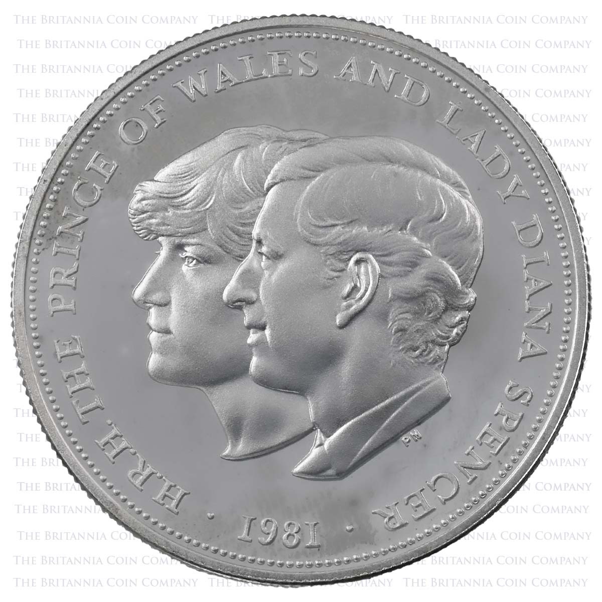 1981 Royal Wedding Charles and Diana 25p Crown Silver Proof Reverse