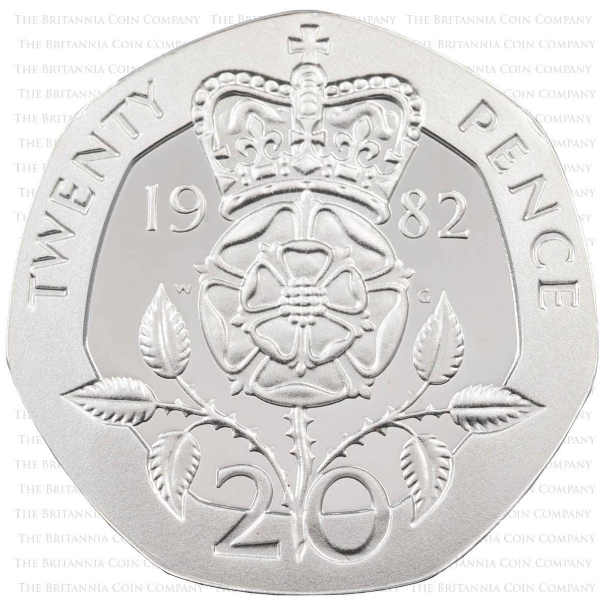 1982 Twenty Pence Piedfort Silver Proof Coin Reverse