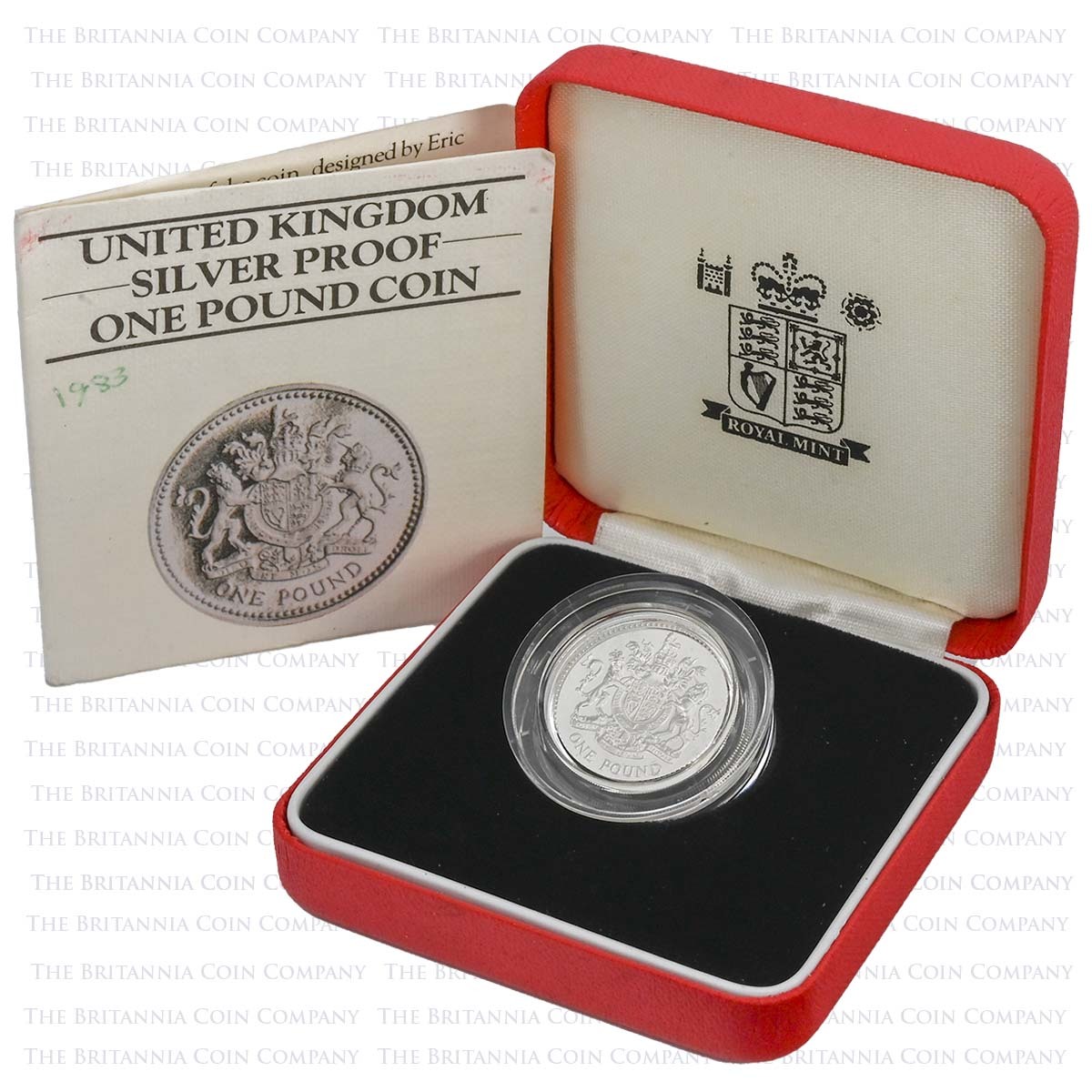 1983 Royal Arms £1 Piedfort Silver Proof Boxed