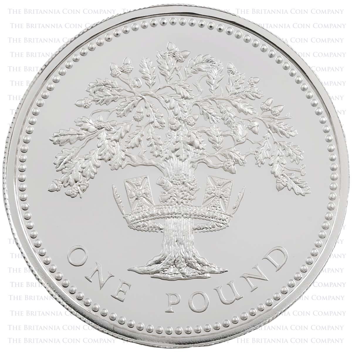 1984-1987 National Emblems One Pound Piedfort Silver Proof Four Coin Set Oak Reverse