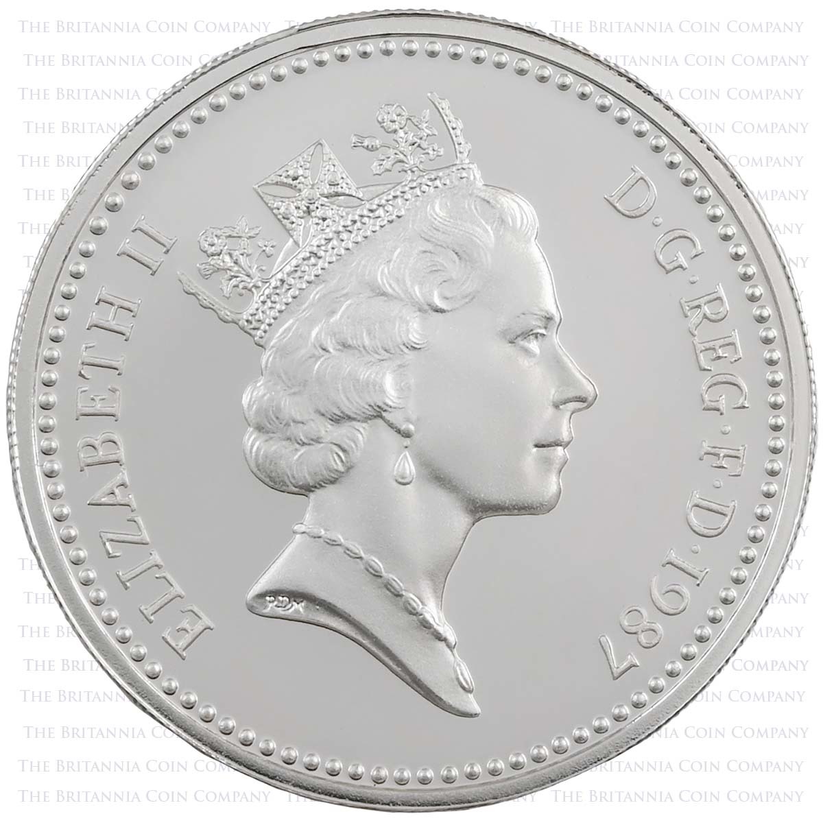1984-1987 National Emblems One Pound Piedfort Silver Proof Four Coin Set Oak Obverse