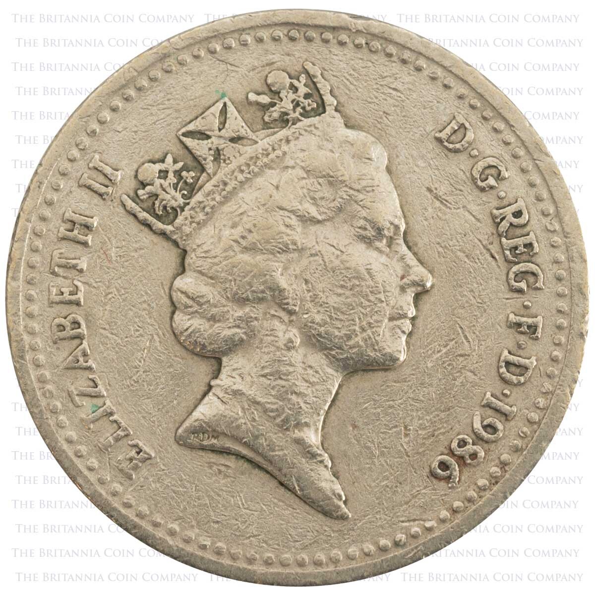 1986 Flax Plant One Pound Coin Obverse