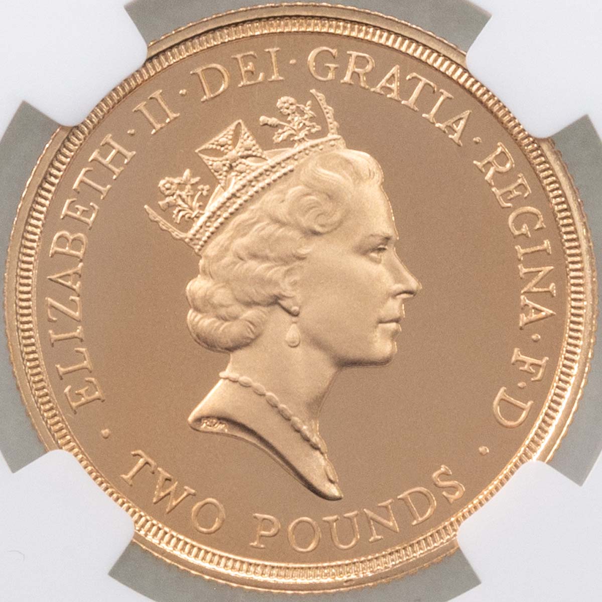 1986 Commonwealth Games Edinburgh Two Pound Gold Proof Coin NGC Graded PF 70 Ultra Cameo Obverse