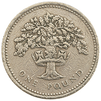1987 English Oak Tree One Pound Coin Thumbnail