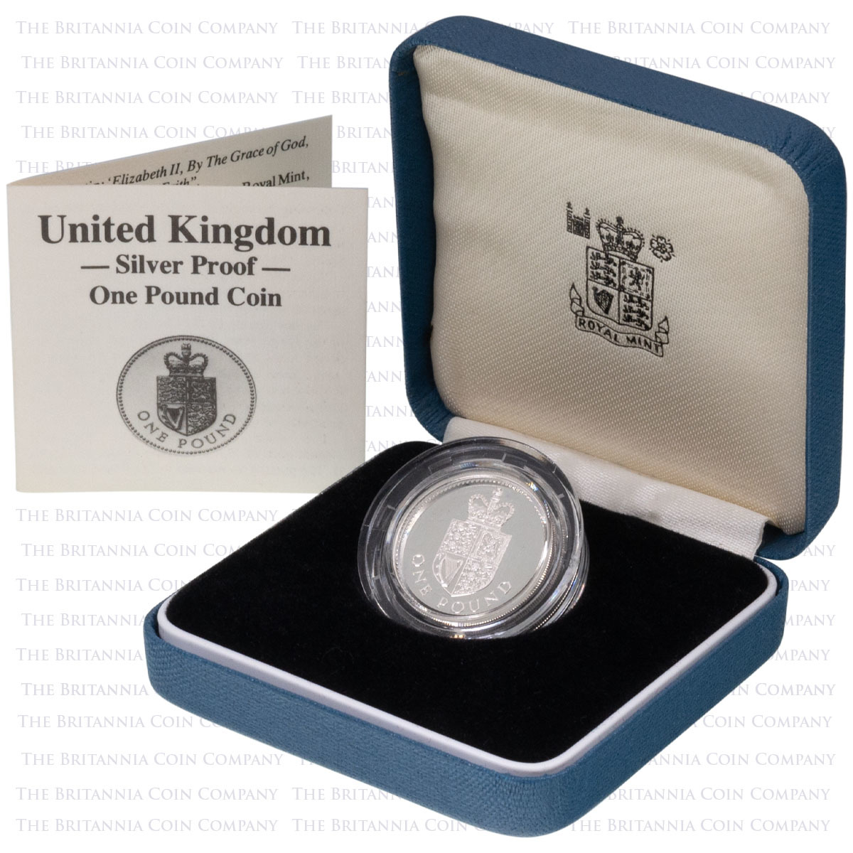 1988 Royal Shield One Pound Silver Proof Coin Boxed