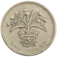 1989 Scottish Thistle One Pound Coin Thumbnail