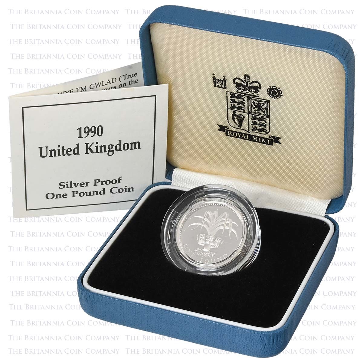1990 Welsh Leek £1 Silver Proof Boxed