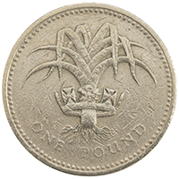 1990 Welsh Leek One Pound Circulated Coin Thumbnail