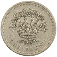 1991 Flax Plant One Pound Circulated Coin Thumbnail