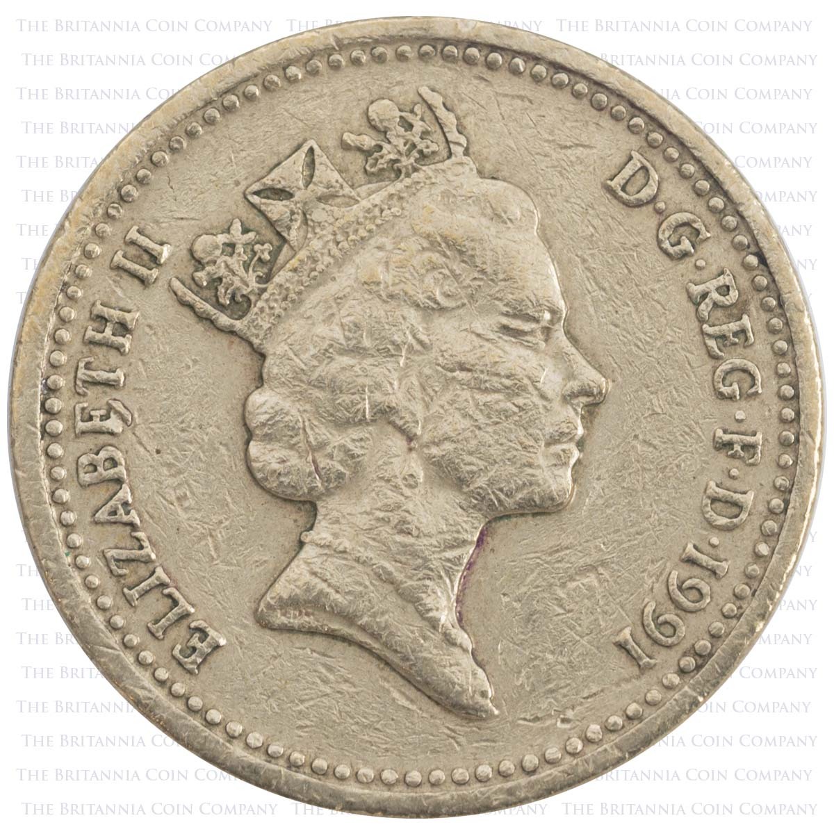 1991 Flax Plant One Pound Circulated Coin Obverse