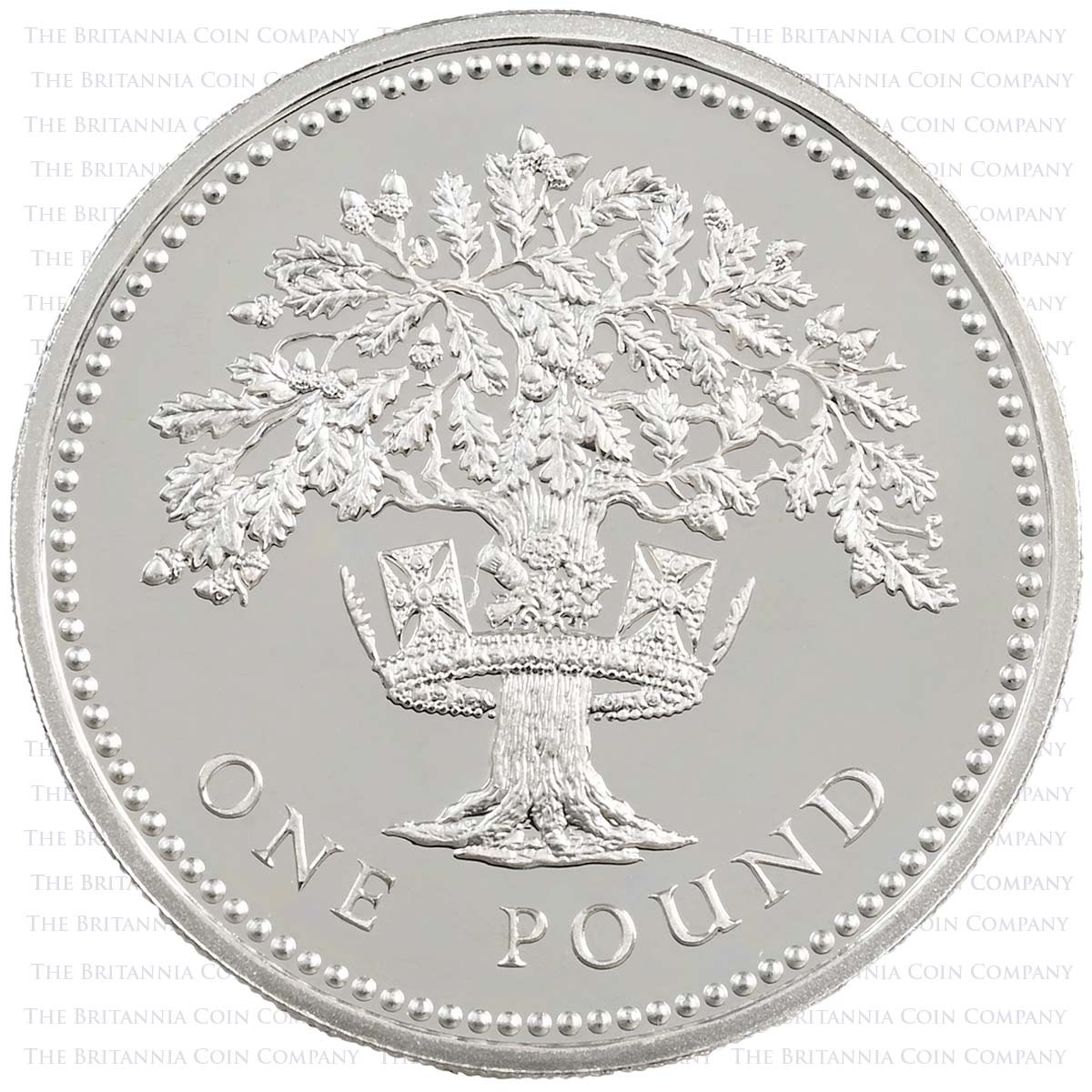 1992 English Oak Tree £1 Silver Proof Reverse