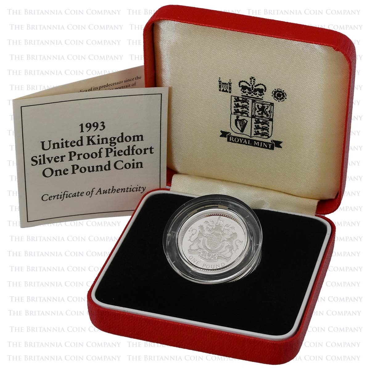 1993 Royal Arms £1 Piedfort Silver Proof Boxed