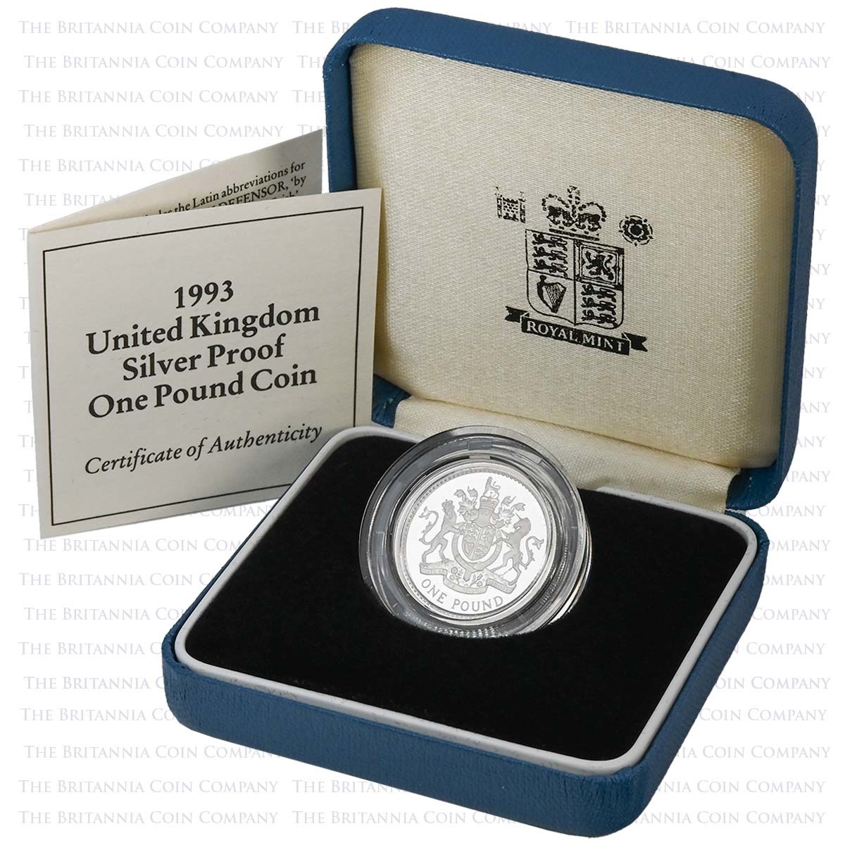 1993 Royal Arms £1 Silver Proof Boxed