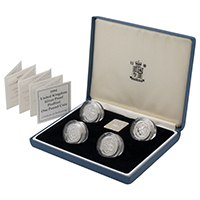 UK94971PF 1994-1997 Heraldic Emblems One Pound Piedfort Silver Proof Coin Set thumbnail