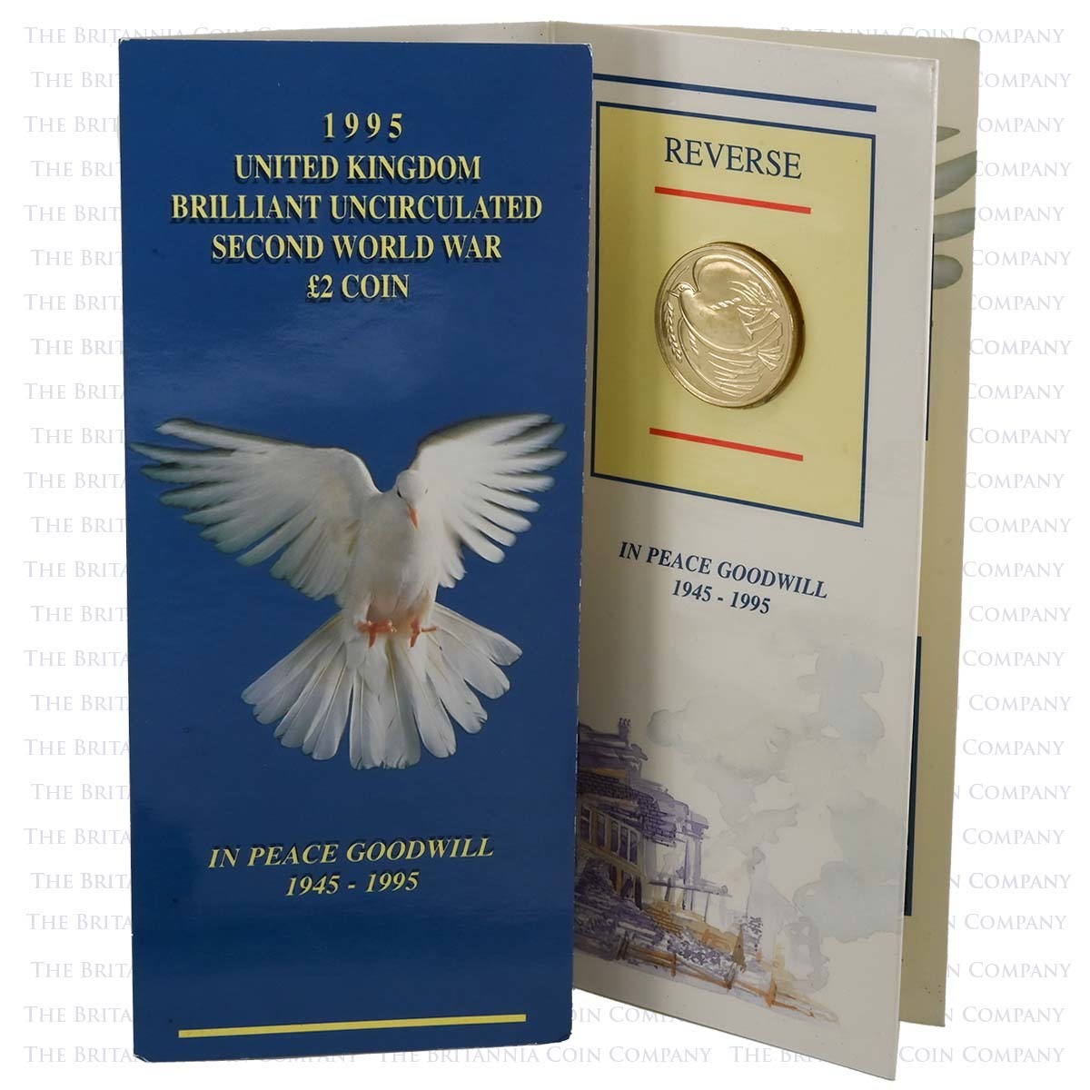 1995 Dove Of Peace End Of World War Two £2 Brilliant Uncirculated In Folder Packaging