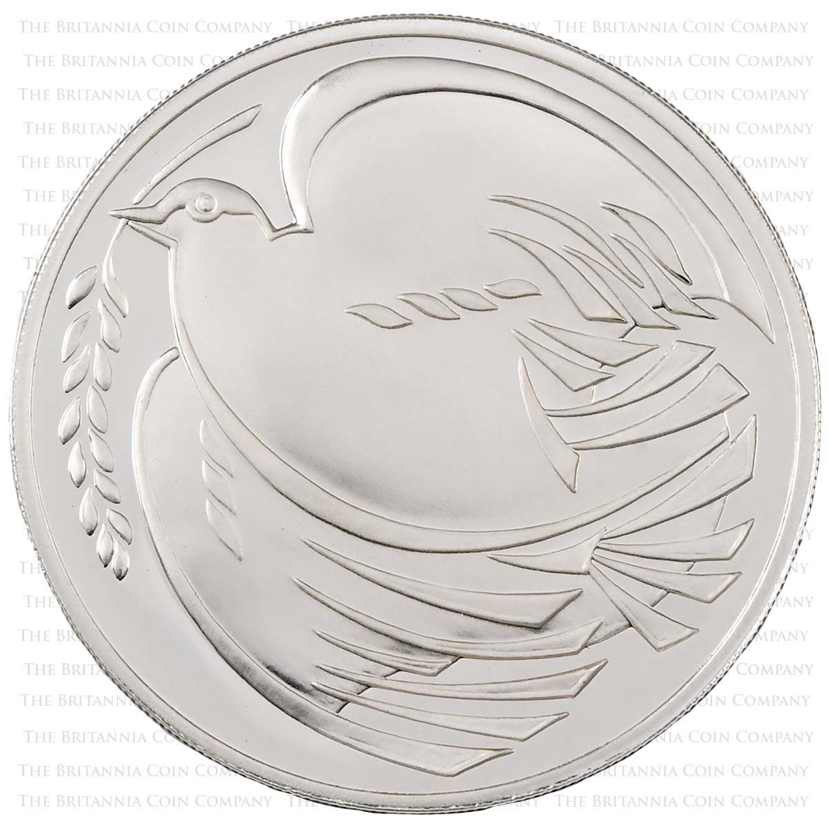 1995 Dove Of Peace End Of The Second World War Two Pound Piedfort Silver Proof Coin Reverse
