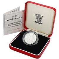 1995 Dove Of Peace End Of The Second World War Two Pound Piedfort Silver Proof Coin Thumbnail