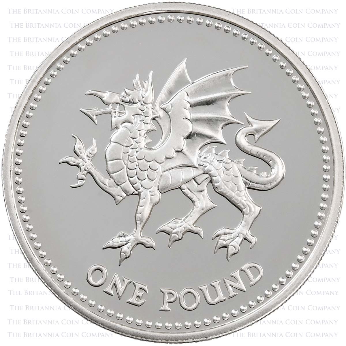 1995 Welsh Dragon £1 Silver Proof Reverse