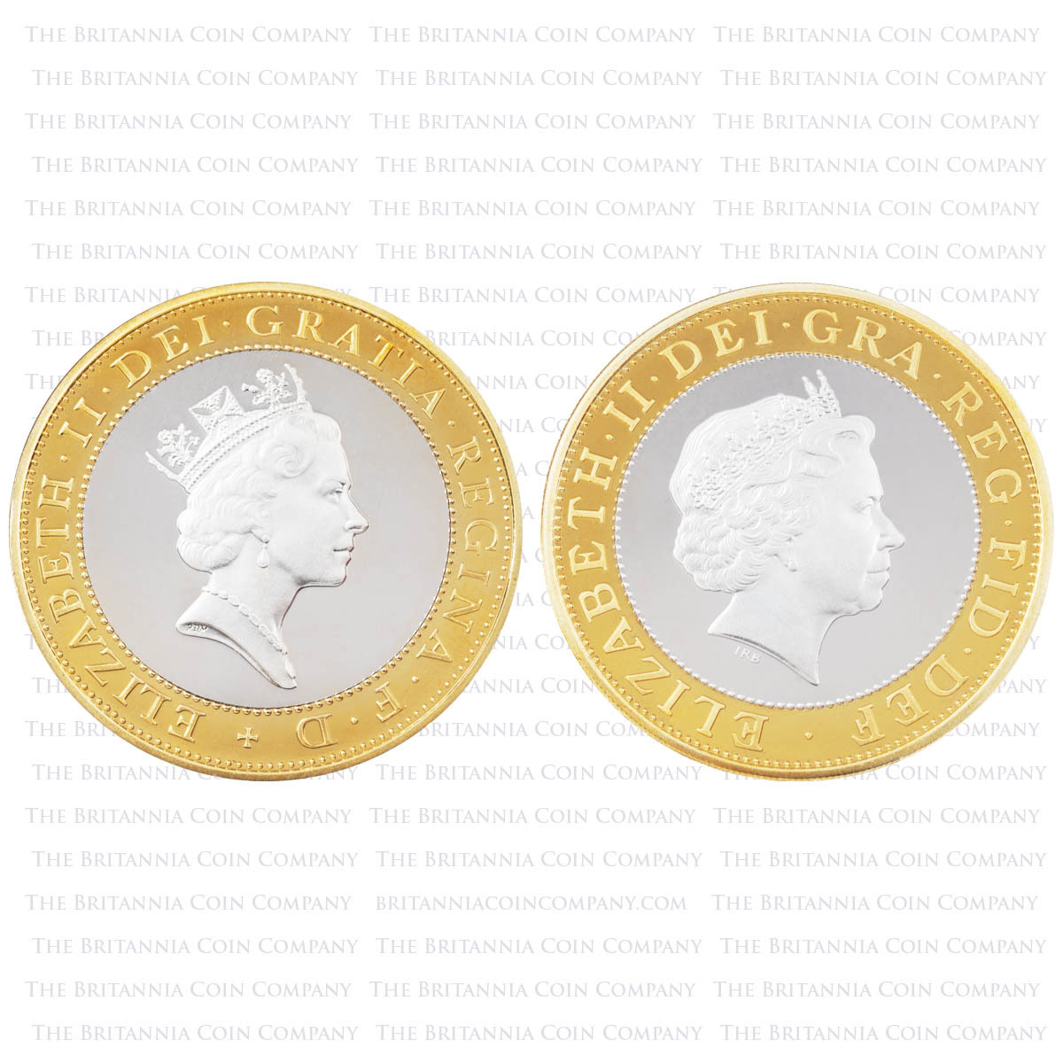 1997-1998 Technology Two Pound Piedfort Silver Proof Coin Set Obverses