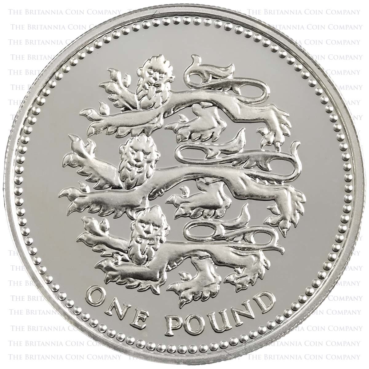 1997 Three Lions Of England £1 Piedfort Silver Proof Reverse