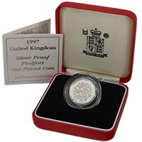 1997 Three Lions Of England £1 Piedfort Silver Proof Thumbnail