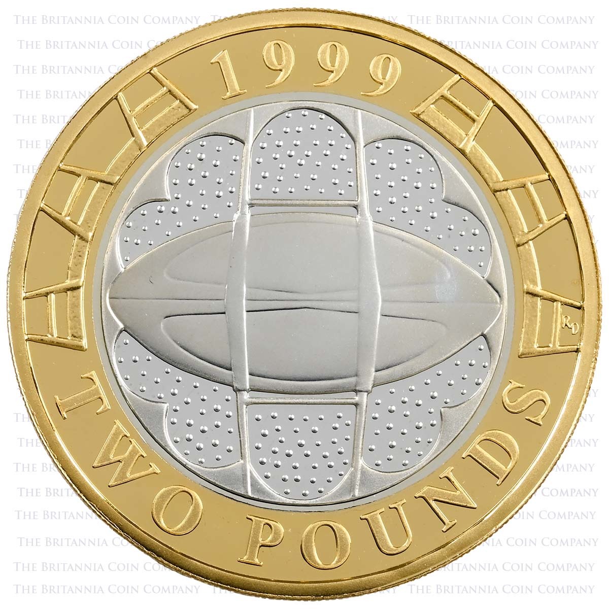 1999 Rugby World Cup £2 Silver Proof Reverse