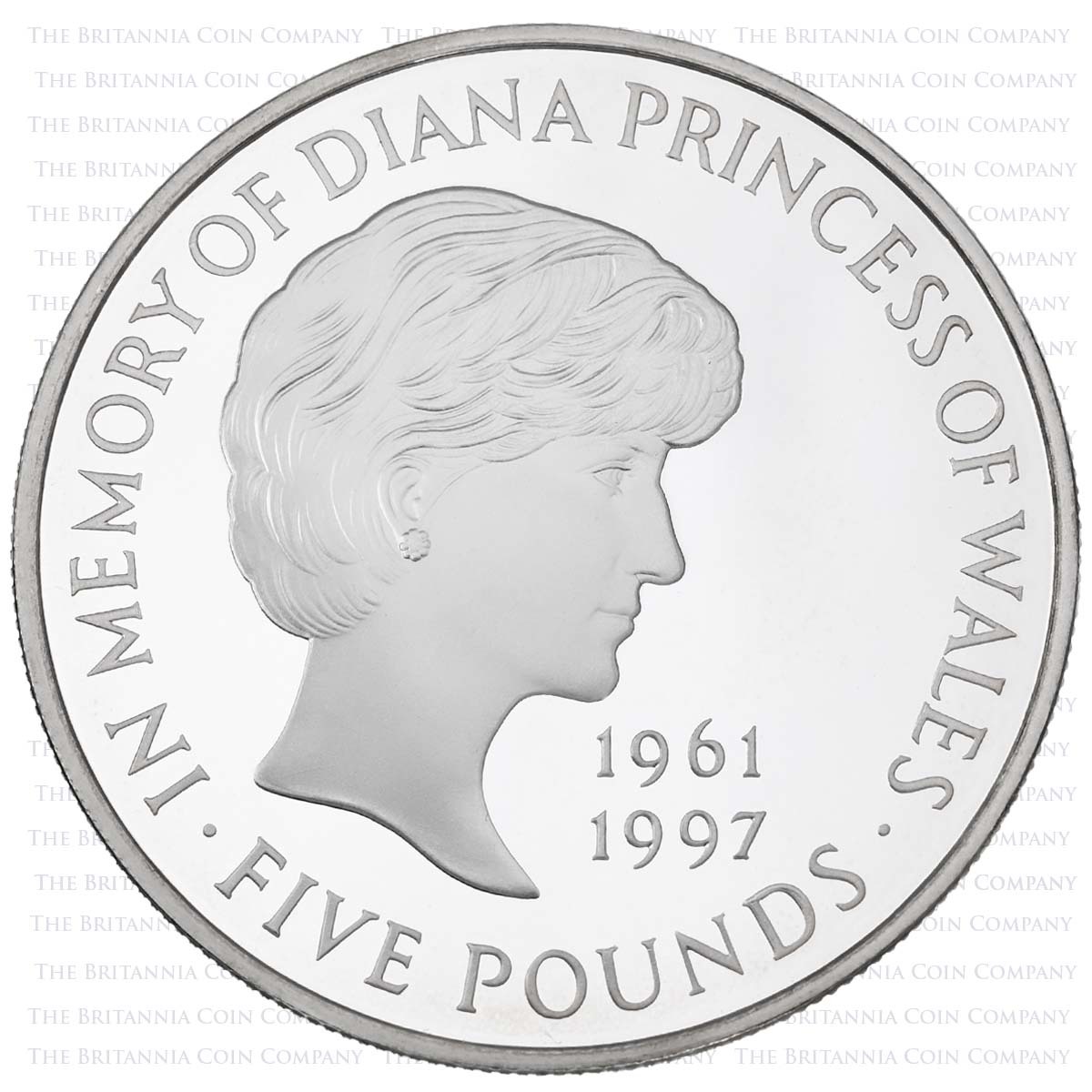 1999 Princess Diana Memorial £5 Crown Silver Proof Reverse