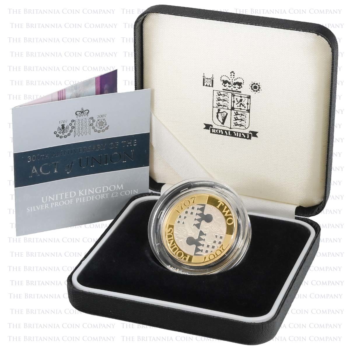 UKAOUPF 2007 Act Of Union 300th Anniversary Two Pound Piedfort Silver Proof Coin Boxed
