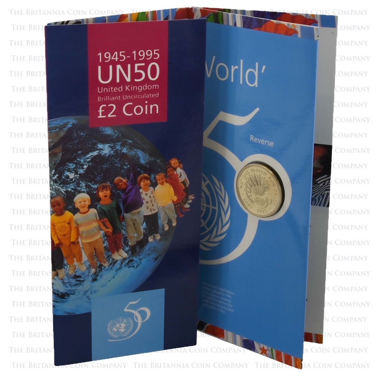 1995 Nations United For Peace £2 Brilliant Uncirculated In Folder Packaging