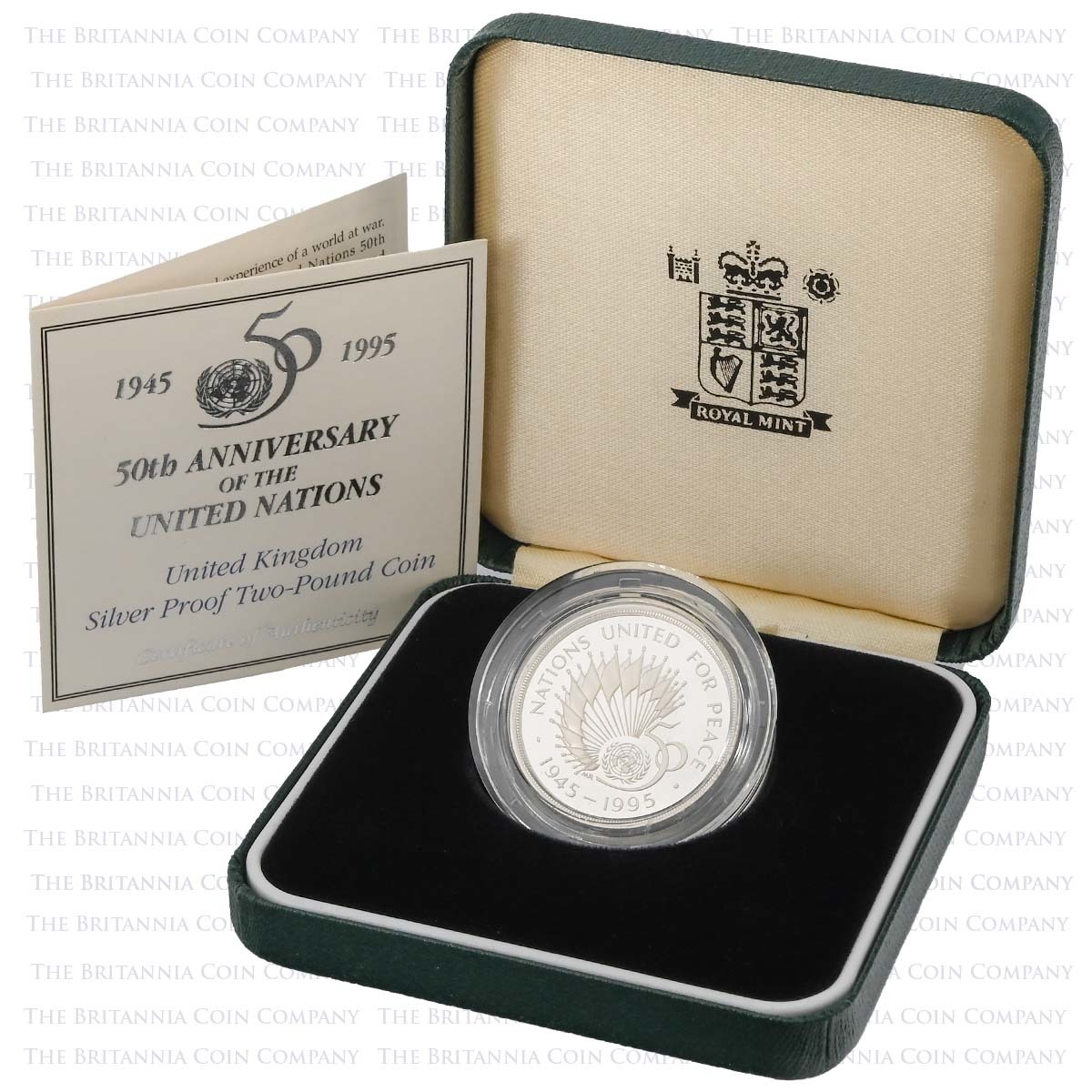UKAUKSP 1995 Nations United for Peace £2 Silver Proof Boxed