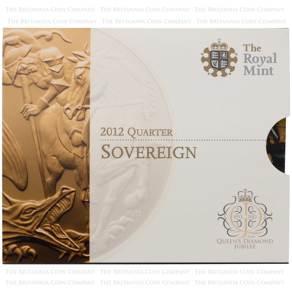 UKBQ12RN 2012 Gold Bullion Quarter Sovereign Diamond Jubilee Coin In Sleeve