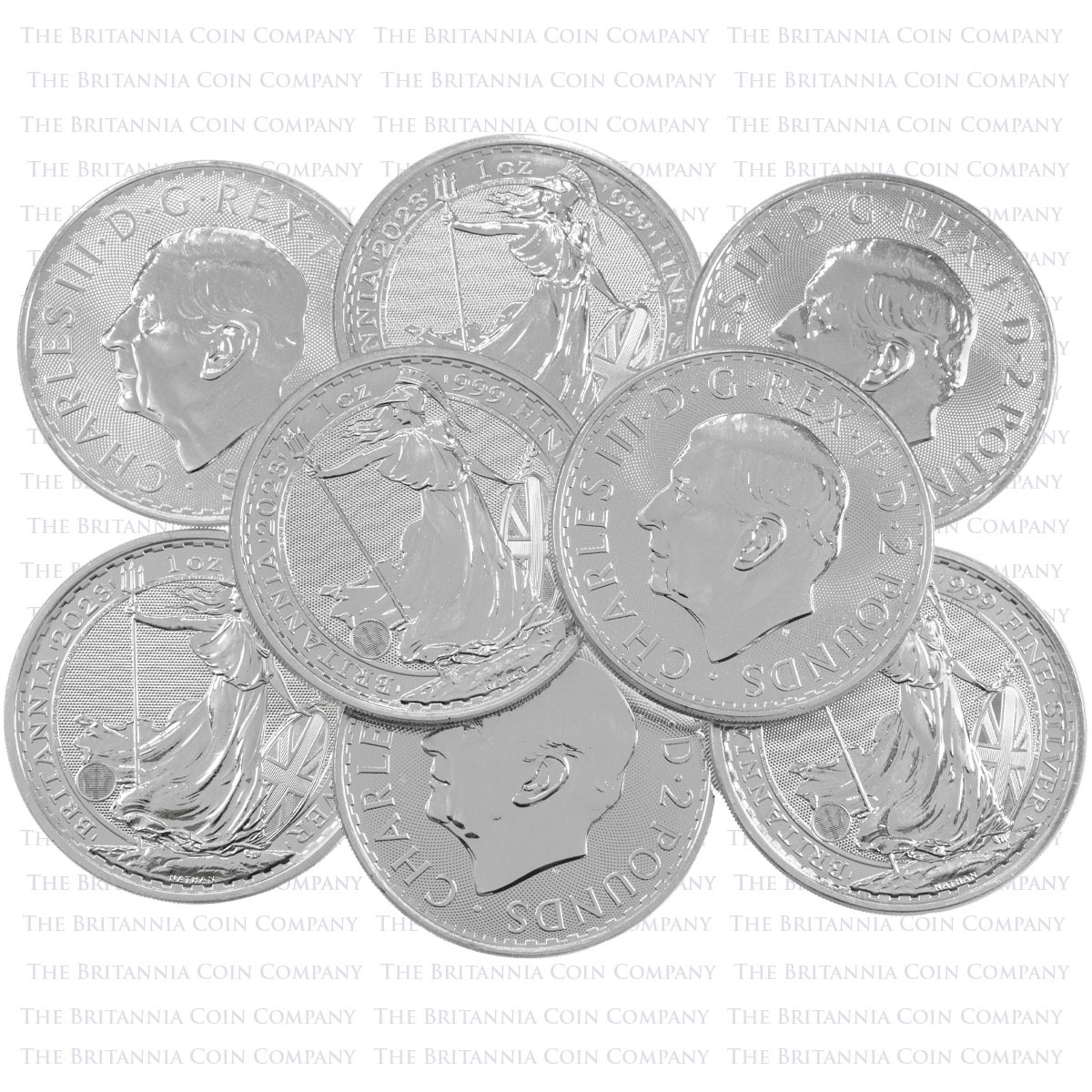 UKBSB231CKC 2023 Britannia One Ounce Silver Bullion Coin King Charles III Pile