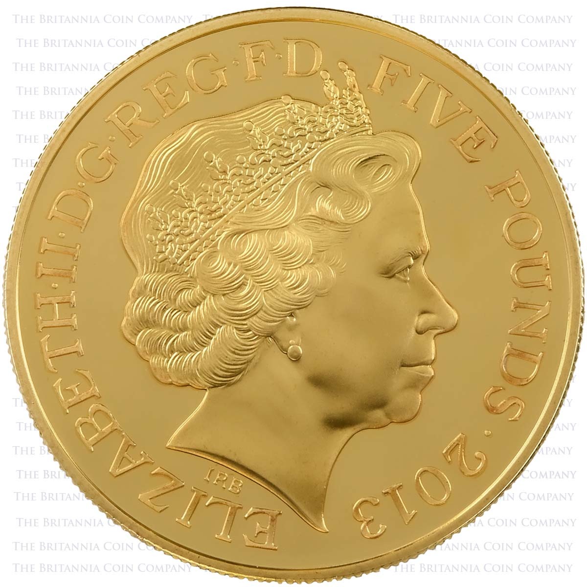 UKCAPG 2013 Queen’s Coronation 60th Anniversary £5 Crown Gold Plated Silver Proof Obverse