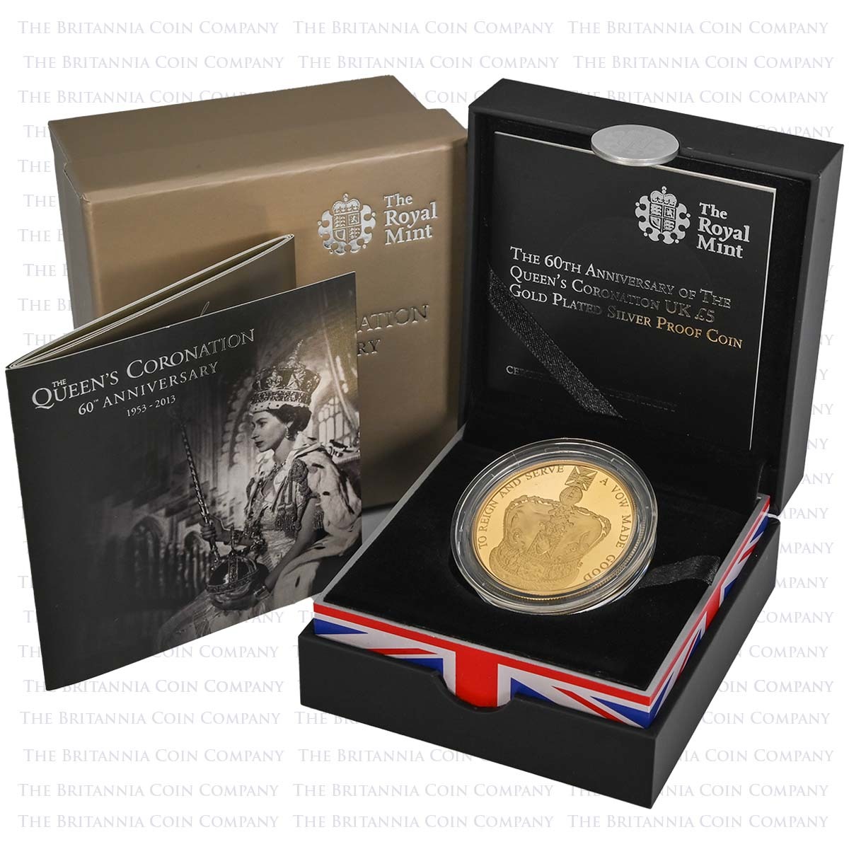 UKCAPG 2013 Queen’s Coronation 60th Anniversary £5 Crown Gold Plated Silver Proof Boxed