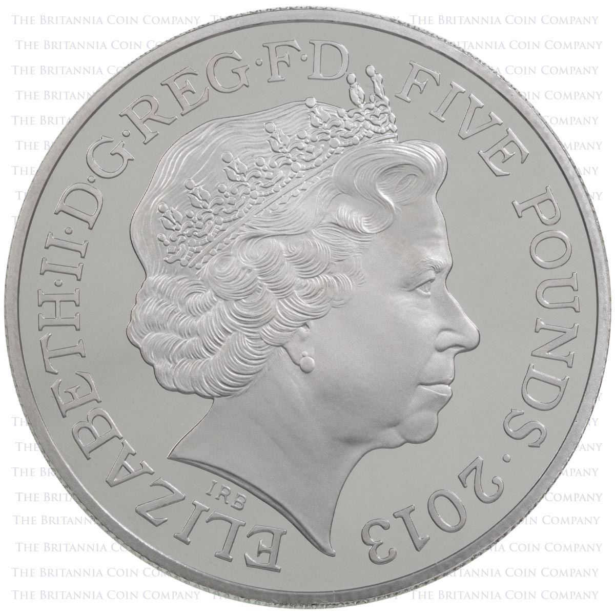 UKCAPT 2013 Queen's Coronation 60th Anniversary Five Pound Crown Piedfort Platinum Proof Obverse