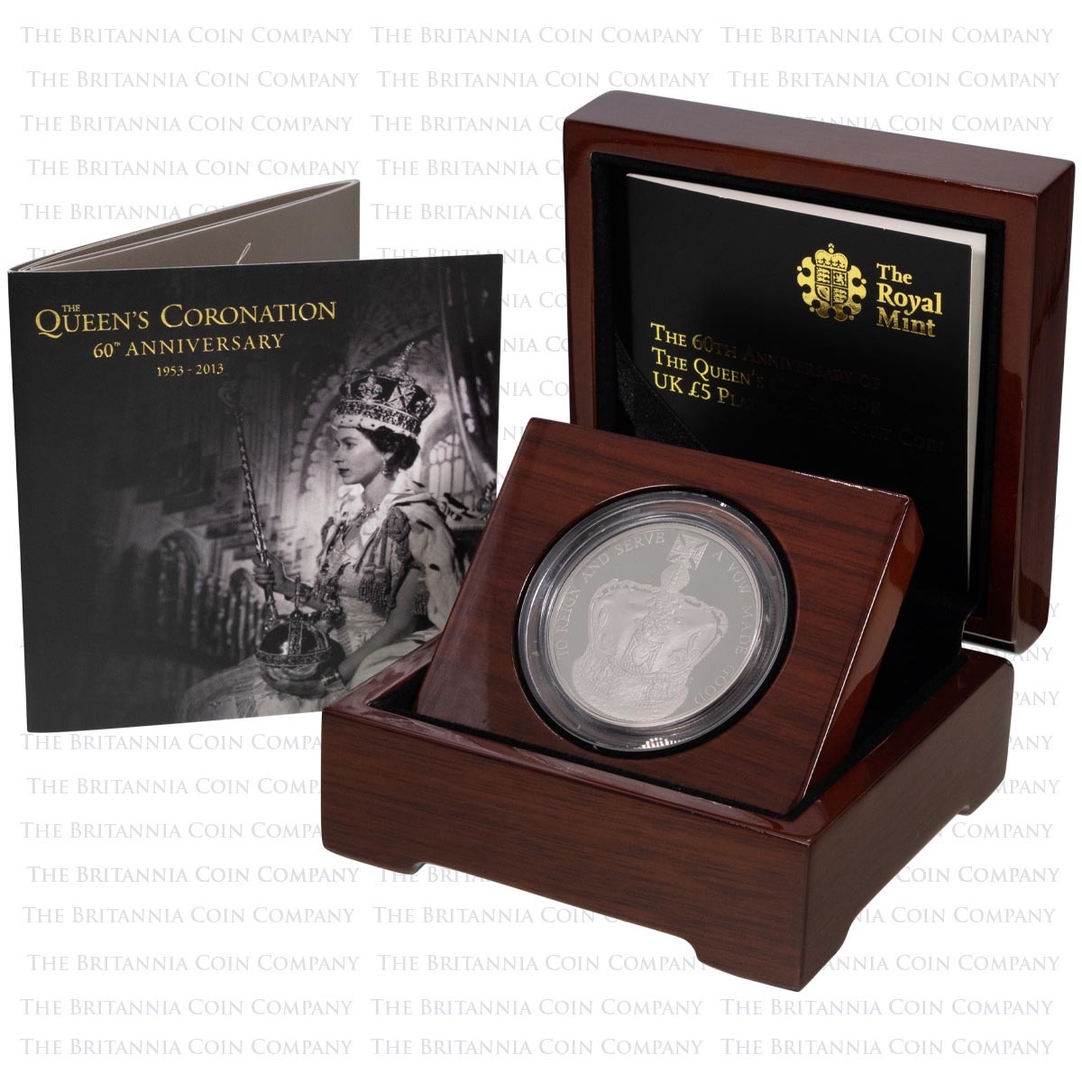 UKCAPT 2013 Queen's Coronation 60th Anniversary Five Pound Crown Piedfort Platinum Proof Boxed