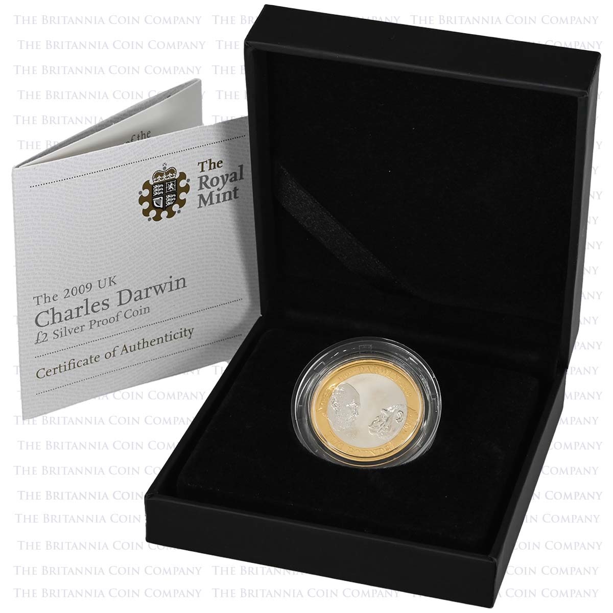 UKCDSP 2009 Charles Darwin Two Pound Silver Proof Coin Boxed