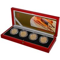 UKCGGS 2002 Manchester Commonwealth Games Two Pound Gold Proof 4 Coin Set Thumbnail