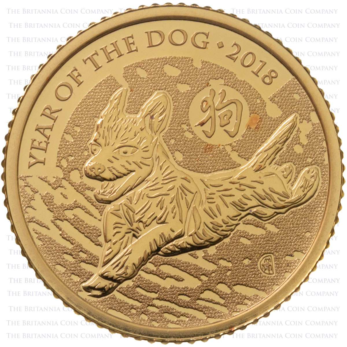 UKD18GT 2018 Lunar Year Of The Dog Tenth Ounce Gold Brilliant Uncirculated Coin Reverse