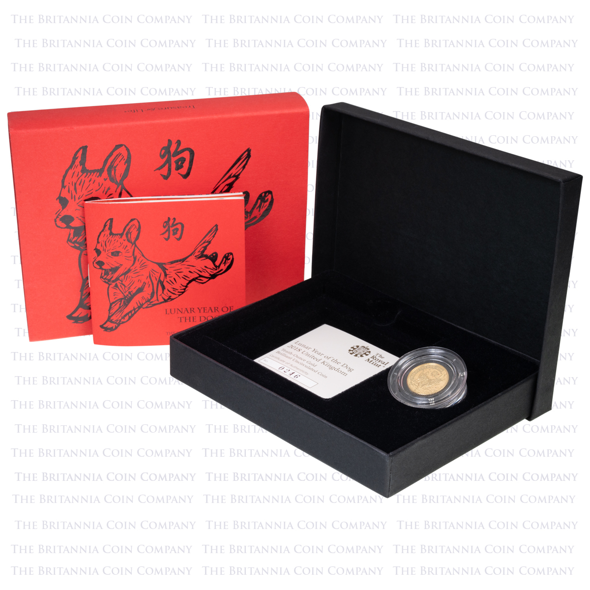 UKD18GT 2018 Lunar Year Of The Dog Tenth Ounce Gold Brilliant Uncirculated Coin Boxed