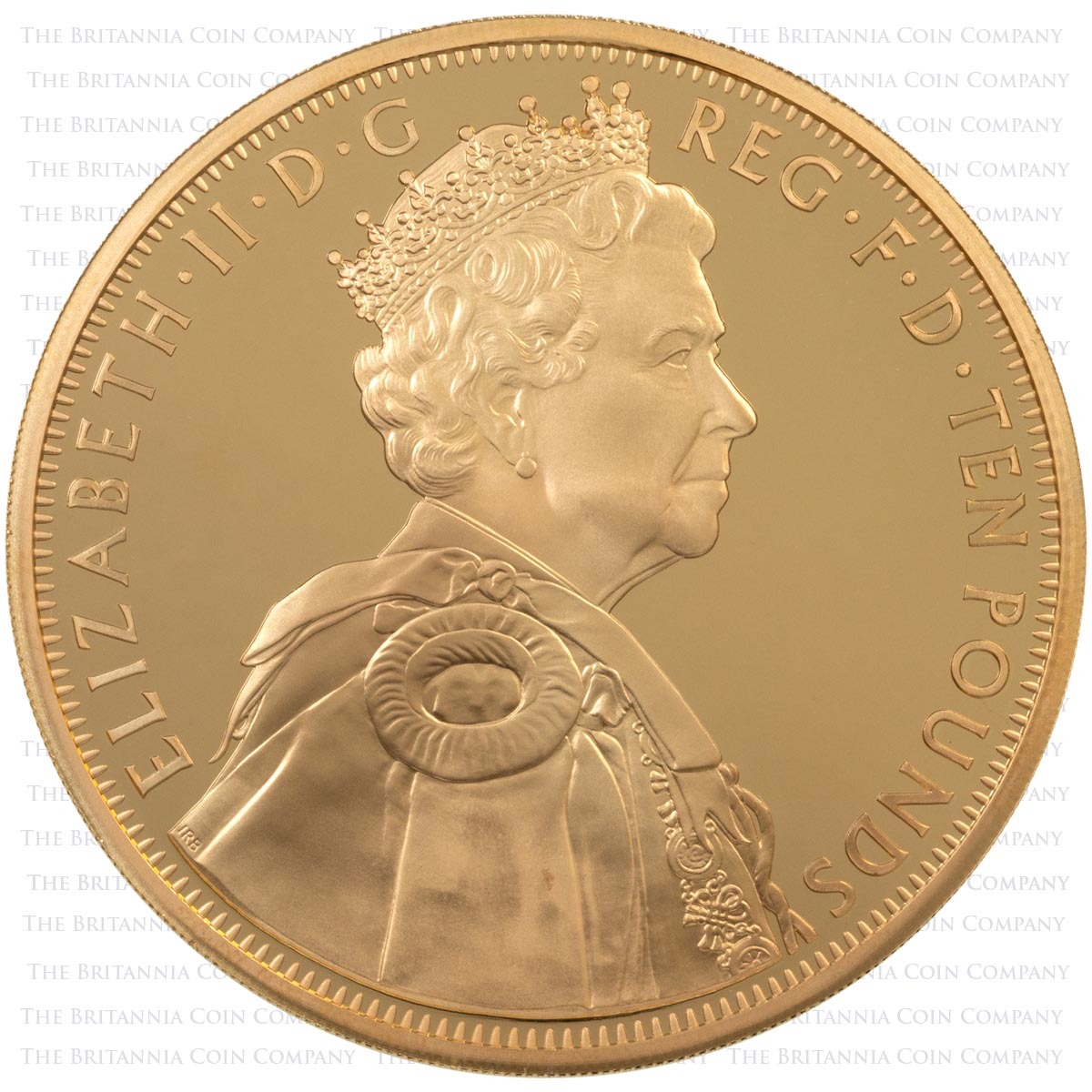 UKDJ5OZG 2012 Queen Elizabeth II Diamond Jubilee Five Ounce Gold Proof Coin Obverse
