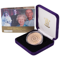 UKDWGP 2007 Diamond Wedding Anniversary Five Pound Crown Gold Proof Coin Thumbnail