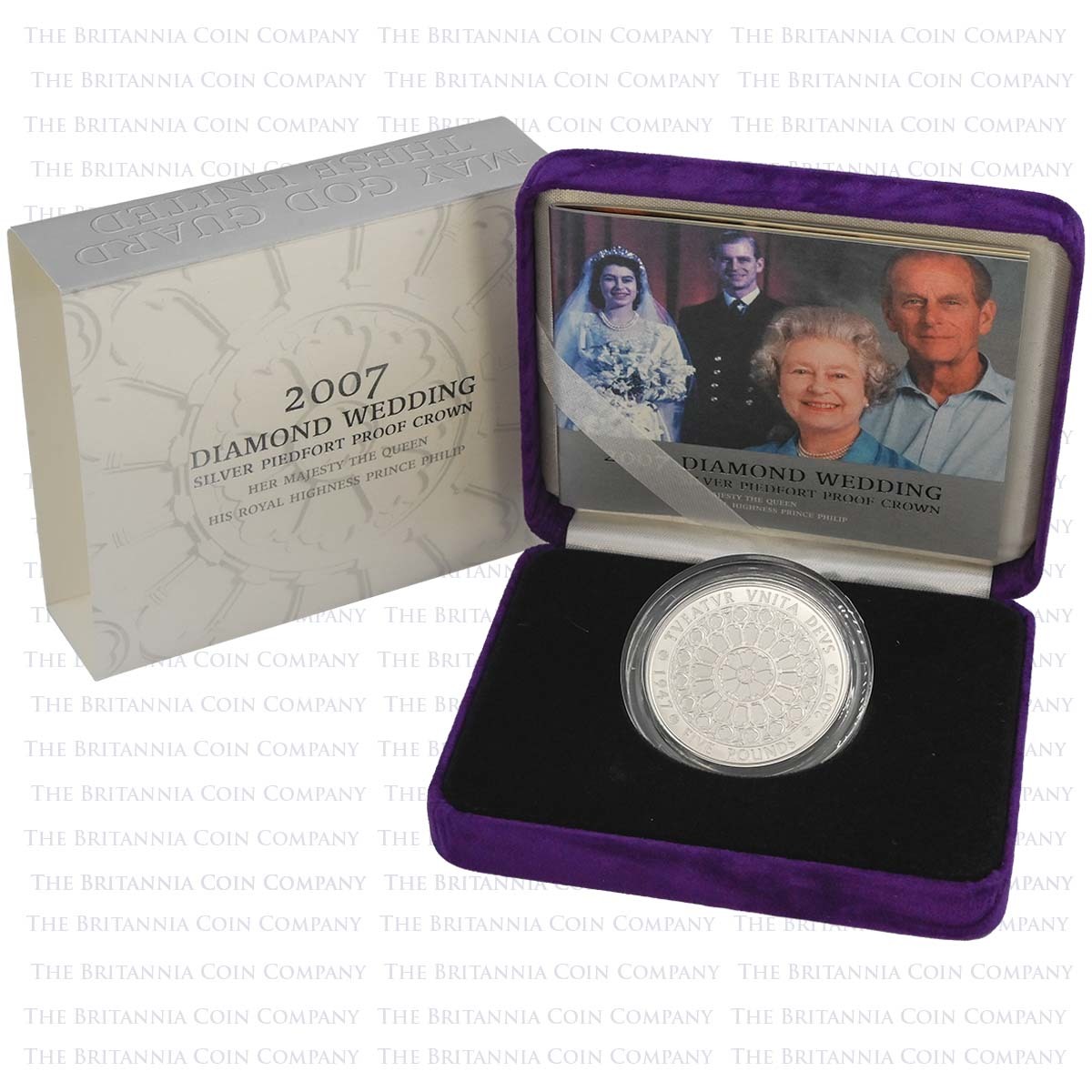 UKDWPF 2007 Diamond Wedding £5 Crown Piedfort Silver Proof Boxed