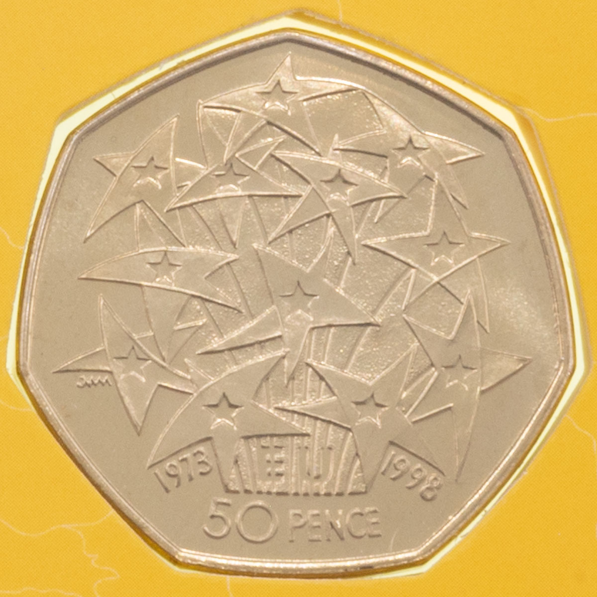 UKEBBU 1998 EEC European Economic Community Stars And Britannia Definitive 2 Coin Fifty Pence Brilliant Uncirculated Set In Folder EEC Reverse